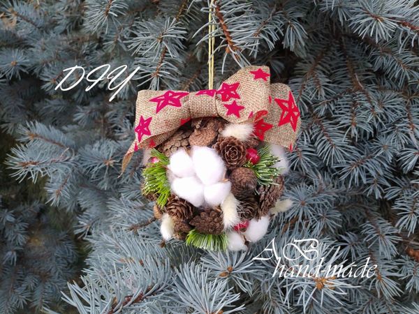 Новогодний шар из природный материалов | Ярмарка Мастеров - ручная работа, handmade