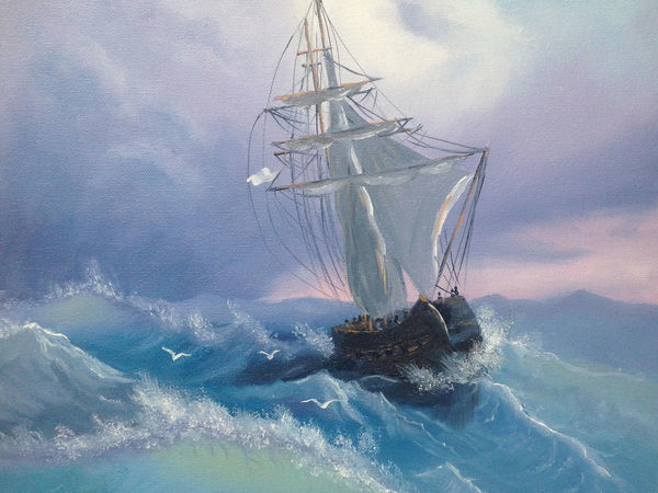 Новая картина маслом Морские приключения | Ярмарка Мастеров - ручная работа, handmade