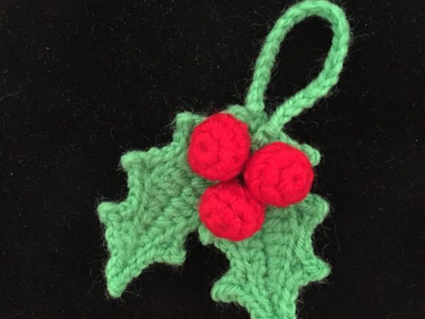 Вяжем «Остролист (падуб)» крючком | Ярмарка Мастеров - ручная работа, handmade
