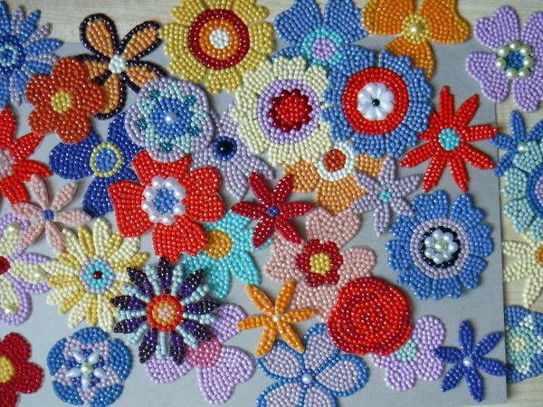 Цветы из квадратной алмазной мозаики | Ярмарка Мастеров - ручная работа, handmade