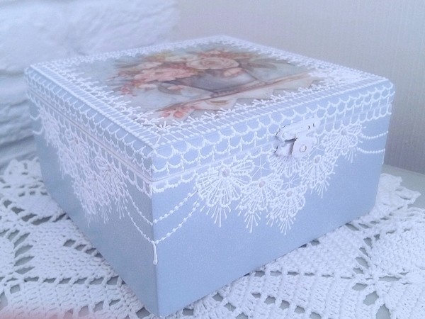 Jewellery Box Decor in Delicate Colors: Decoupage and Lace Painting | Ярмарка Мастеров - ручная работа, handmade