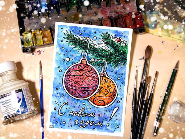 Как нарисовать рождественскую открытку?