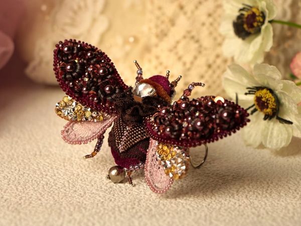 Готовая работа по моему мк, брошь «ЦИКАДА» | Ярмарка Мастеров - ручная работа, handmade