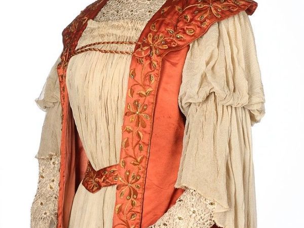 Атласный наряд Tea gown c вышивкой 1897 г | Ярмарка Мастеров - ручная работа, handmade