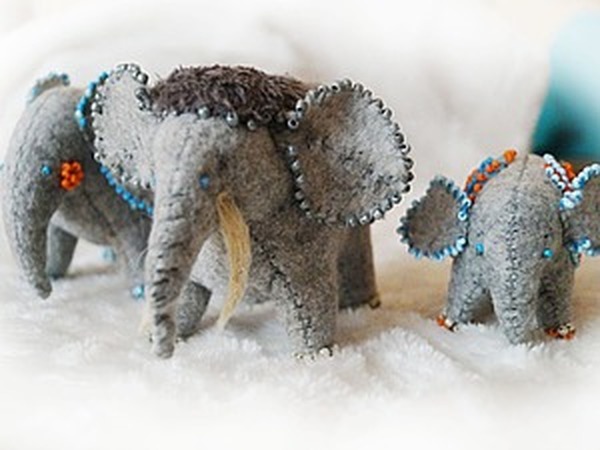 Слоники на счастье из фетра | Ярмарка Мастеров - ручная работа, handmade