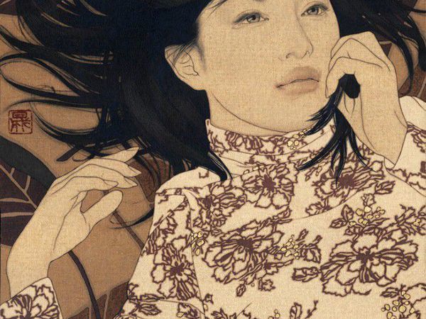 Женский портрет японского художника Ikenaga Yasunari | Ярмарка Мастеров - ручная работа, handmade