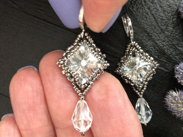 Создаем серьги из бисера и кристаллов Swarovski | Ярмарка Мастеров - ручная работа, handmade