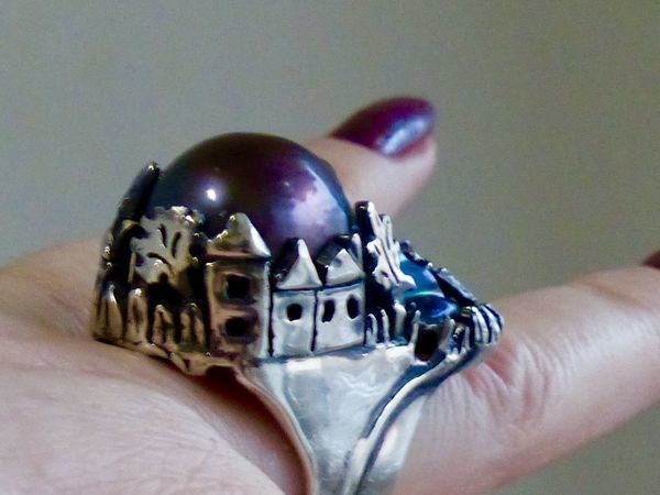 Новое кольцо ДОМИКИ серебро 925, барочный жемчуг | Ярмарка Мастеров - ручная работа, handmade