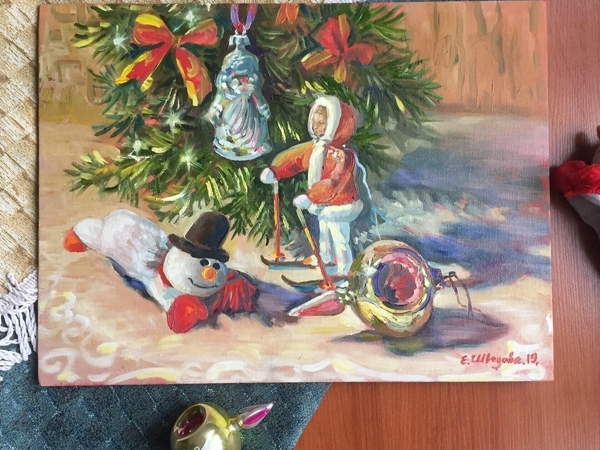 Праздник игрушек — новая авторская картина маслом | Ярмарка Мастеров - ручная работа, handmade