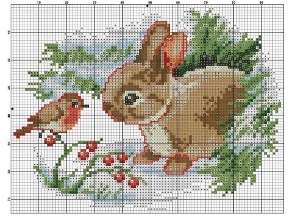 Подбора схем для вышивки крестом: Кролик — символ года | Ярмарка Мастеров - ручная работа, handmade
