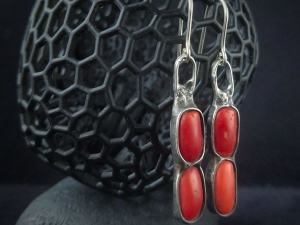 Серьги с кораллом | Ярмарка Мастеров - ручная работа, handmade