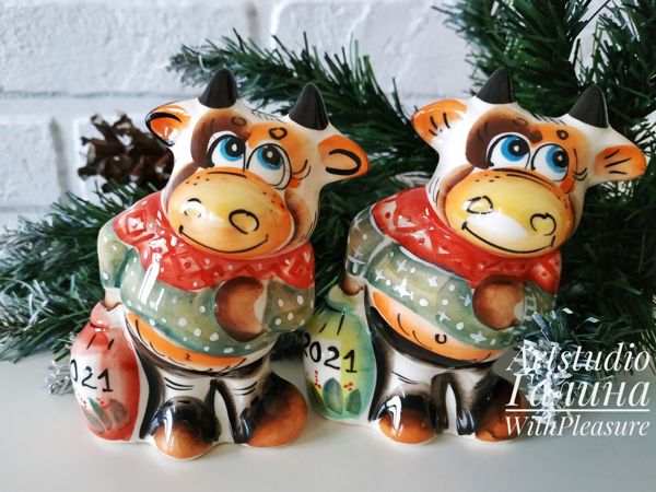 Новогодние бычки к 2021 году | Ярмарка Мастеров - ручная работа, handmade