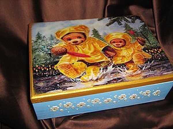 Декупаж шкатулки «Мишкина любовь» | Ярмарка Мастеров - ручная работа, handmade
