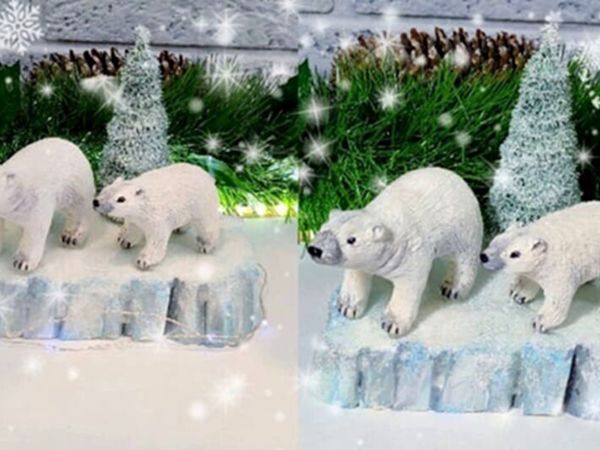 Мастерим новогоднюю зимнюю композицию с белыми медведями | Ярмарка Мастеров - ручная работа, handmade