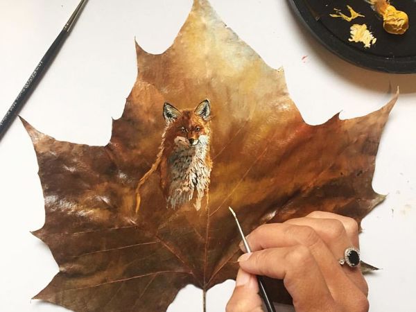 Paintings On Maple Leaves By Janette Rose | Livemaster - handmade