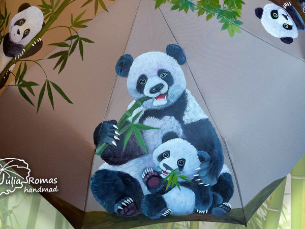 5 удивительных фактов о пандах и новый комплект (зонт + рюкзак) с росписью | Ярмарка Мастеров - ручная работа, handmade