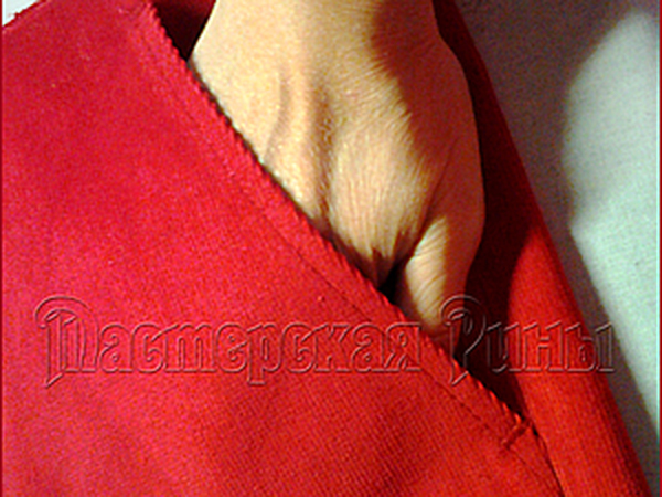 Обработка заднего кармана в рамку в мужских брюках