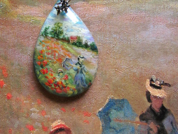 Кулон с росписью на камне по мотивам картины