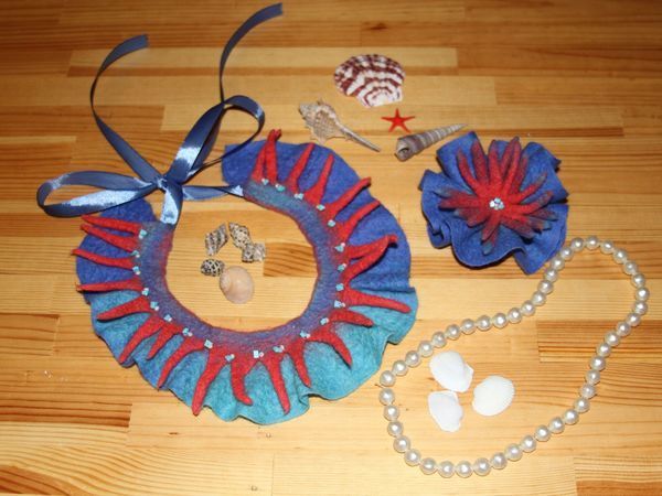Валяем колье и брошь «Коралловый риф» | Ярмарка Мастеров - ручная работа, handmade