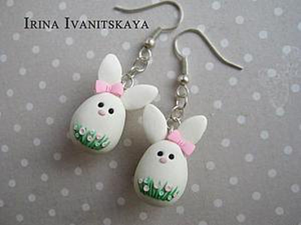 Tutorial on Easter Bunny Earrings of Polymer Clay | Livemaster - handmade