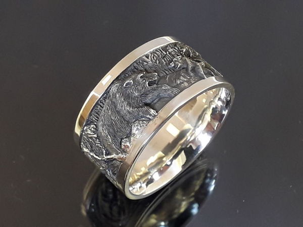 Серебряное кольцо «Охота» | Ярмарка Мастеров - ручная работа, handmade