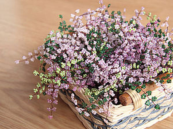 Embroidering a Basket of Heather with Seed Beads | Livemaster - handmade