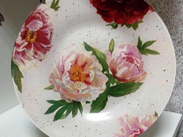 Обратный декупаж на тарелке | Ярмарка Мастеров - ручная работа, handmade
