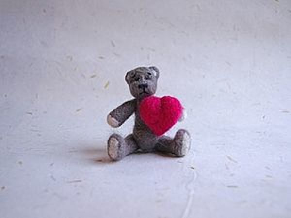 Валяем мишку к Дню святого Валентина | Ярмарка Мастеров - ручная работа, handmade