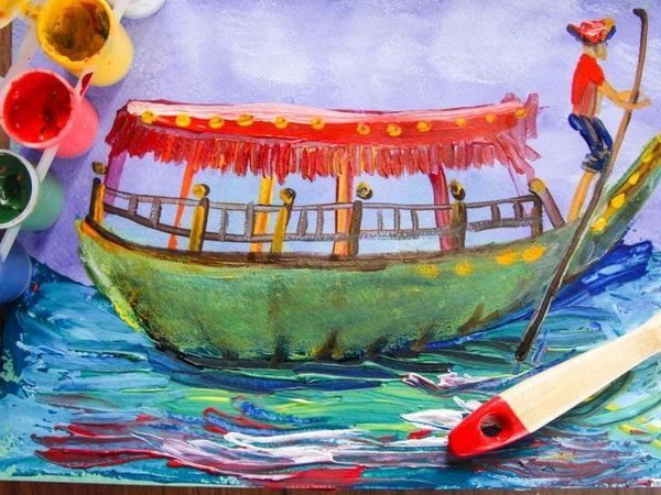 Рисуем гуашью индийскую лодку. Видеоурок для детей | Ярмарка Мастеров - ручная работа, handmade