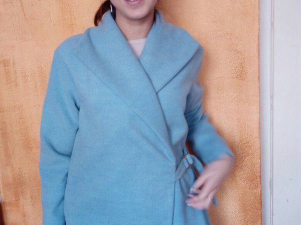 Пальто-халат голубое демисезонное | Ярмарка Мастеров - ручная работа, handmade