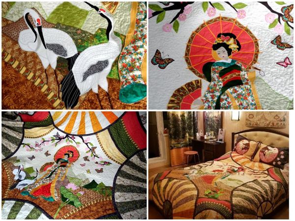 Лоскутное покрывало «Чио-Чио-Сан» | Ярмарка Мастеров - ручная работа, handmade