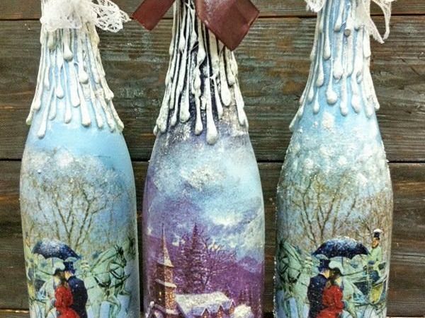 А мы уже готовимся! Декупаж новогодней бутылки! | Ярмарка Мастеров - ручная работа, handmade