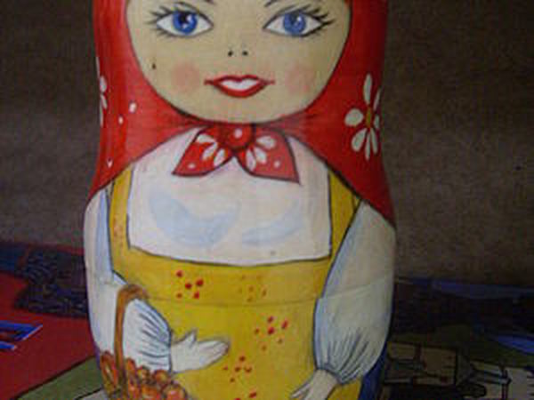 Деревянная Матрешка девочка раскраска 10 см. Роспись по дереву Южно-Сахалинск. Игрознайка