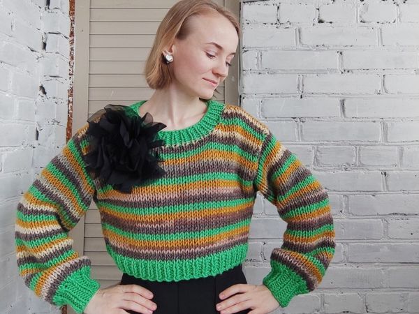 Простой джемпер спицами | Ярмарка Мастеров - ручная работа, handmade Простой джемпер спицами | Ярмарка Мастеров - ручная работа, handmade