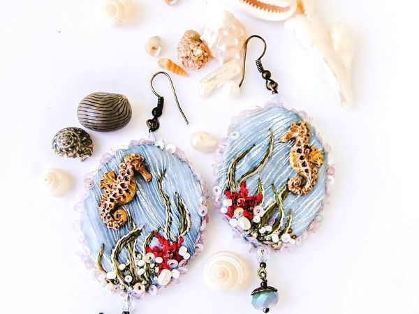 Modeling Textile Earrings with Embroidery | Livemaster - handmade