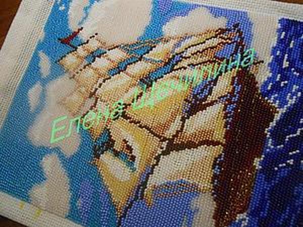 Отшив Кораблика бисером от Елены Щечилиной (полная зашивка) | Ярмарка Мастеров - ручная работа, handmade