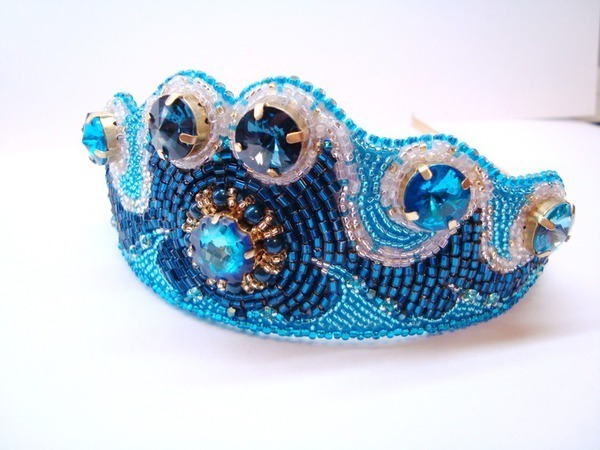 Создаем диадему «Морская царевна» из бисера и кристаллов Swarovski | Ярмарка Мастеров - ручная работа, handmade