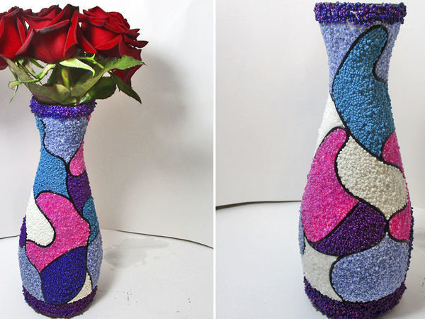 How to Make a Vase of a Bottle with Beads: DIY Video | Livemaster - handmade