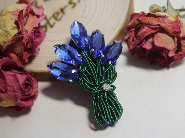 Embroidering Bouquet Brooch from Rhinestones and Cannetille | Ярмарка Мастеров - ручная работа, handmade