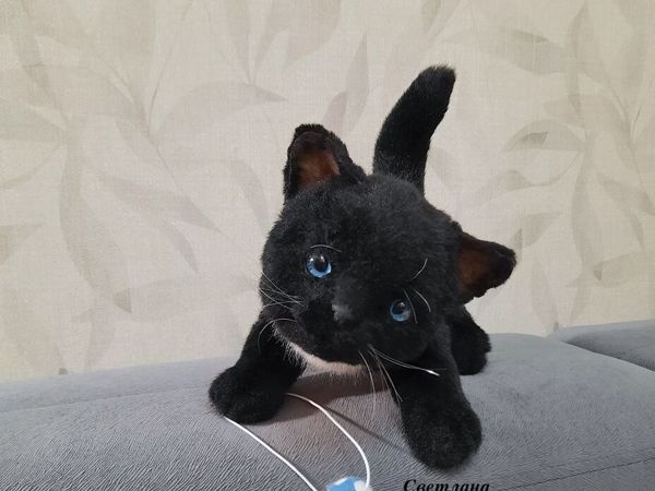Черный котенок, подвижная игрушка | Ярмарка Мастеров - ручная работа, handmade