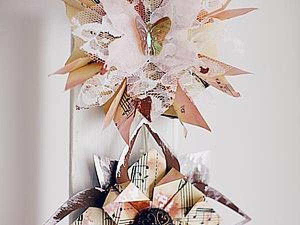 Как сделать винтажные звездочки на елку в технике оригами | Ярмарка Мастеров - ручная работа, handmade