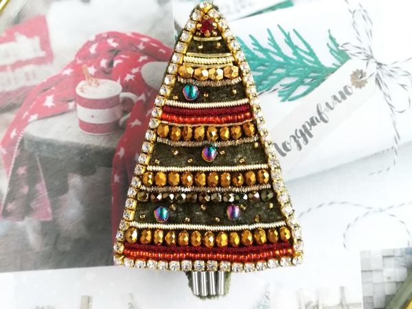 Видео брошь новогодняя Елочка | Ярмарка Мастеров - ручная работа, handmade
