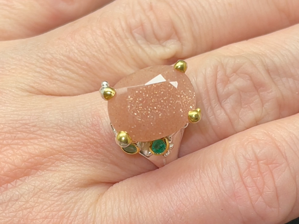 Кольцо с солнечным камнем серебряное | Ярмарка Мастеров - ручная работа, handmade