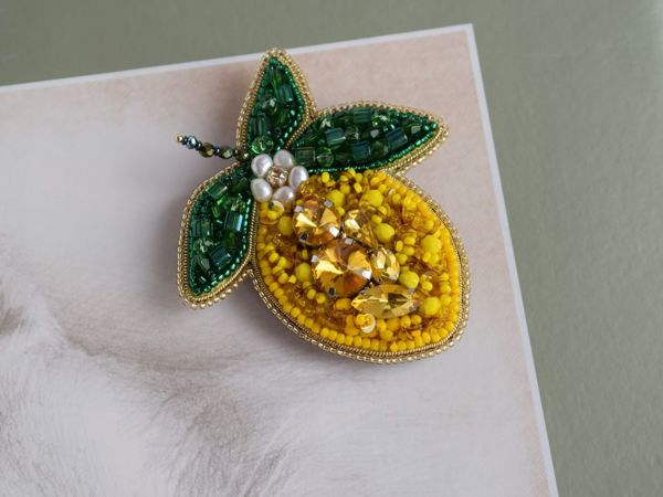 Видео брошь Цветущий лимон | Ярмарка Мастеров - ручная работа, handmade