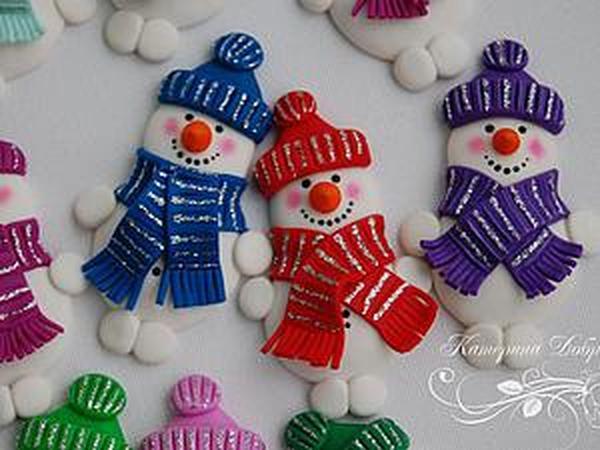 Новогодние магниты снеговички. | Ярмарка Мастеров - ручная работа, handmade