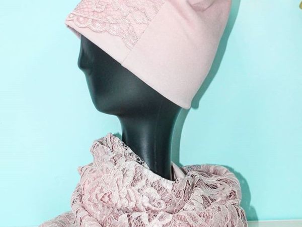 Шьем трикотажную шапочку с кружевом | Ярмарка Мастеров - ручная работа, handmade