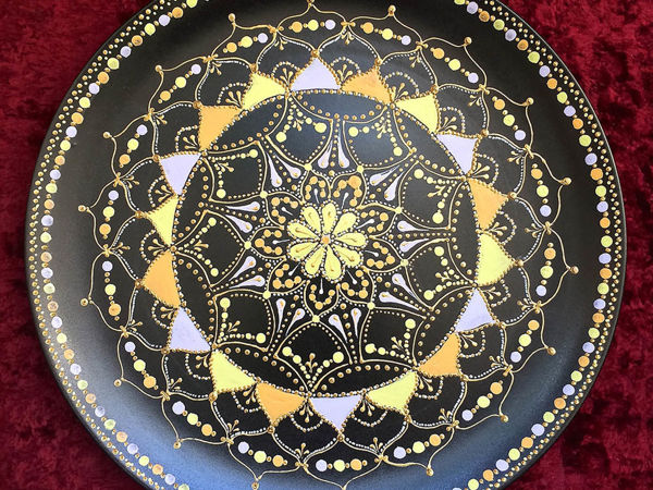 Роспись керамической тарелки в технике point-to-point | Ярмарка Мастеров - ручная работа, handmade