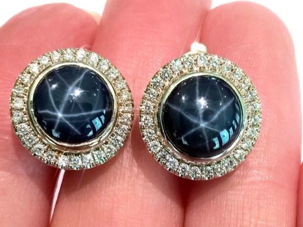 Видео серег «Diwali» сапфиры звездные,бриллианты,золото 585 ручная работа | Ярмарка Мастеров - ручная работа, handmade
