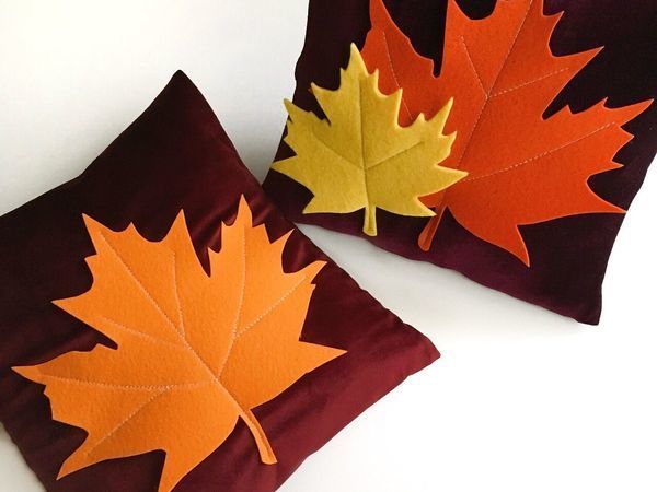 Handmade Decoration: A Pillow Case with Maple Leaves | Ярмарка Мастеров - ручная работа, handmade