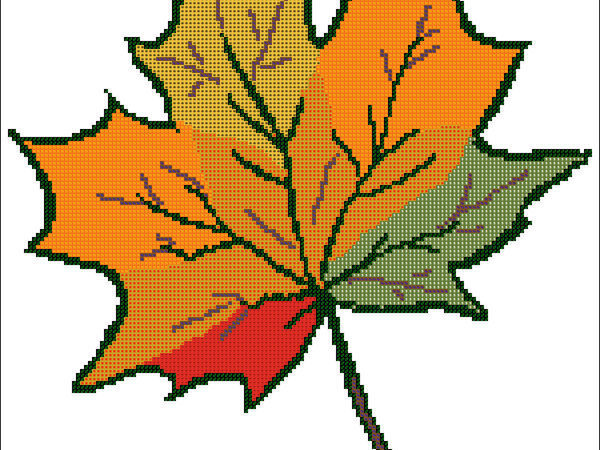 Видео-слайд МК по созданию простейшей схемы для вышивки крестом в Pattern Maker «Осенний лист» | Ярмарка Мастеров - ручная работа, handmade